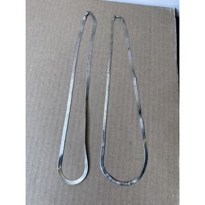 925 Sterling Silver Italy Herringbone Snake Chain Necklaces Lot Of 2- 30.87g
